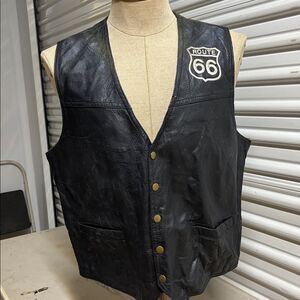 2016 Hogs & Horses Ride For The Troops 10th Anniversary Route 66 Leather Vest L